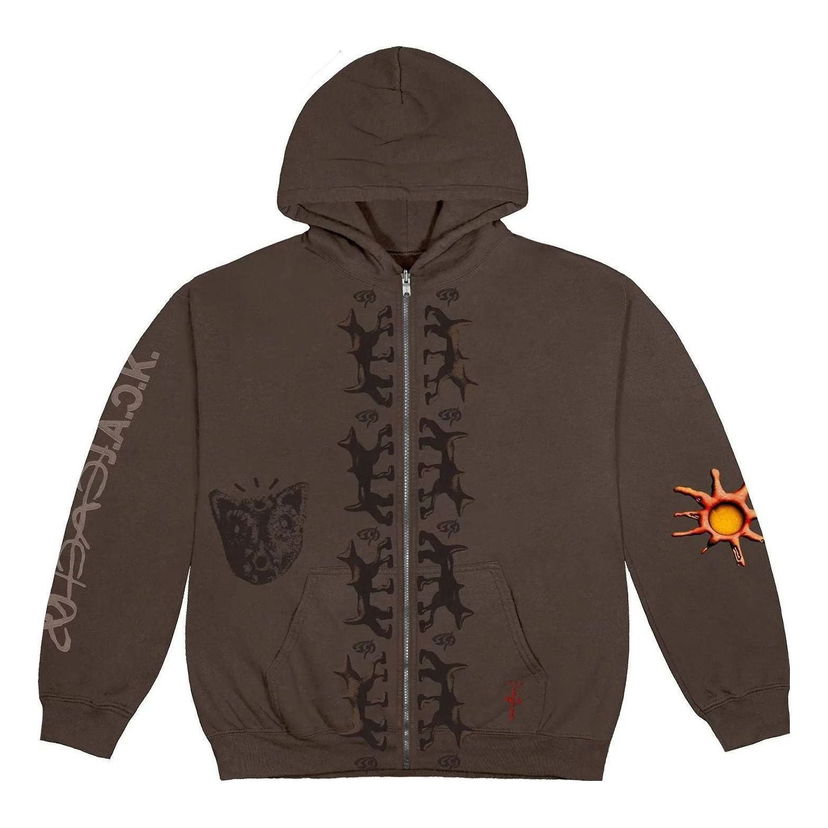 Huppari Cactus Jack by Travis Scott Travis Scott Reverse Dog Zip-Up Hoodie Ruskea | CJFN-SS81