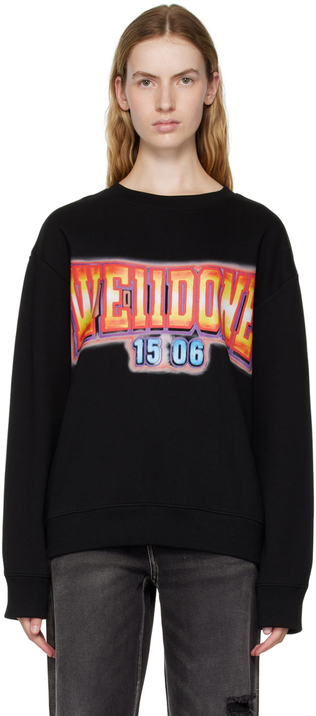 Villapaita We11done We11done Crewneck Sweatshirt with Graphic Print Musta | WD-TS3-22-765-U-BK