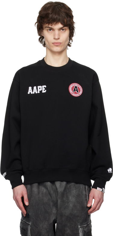 Huppari AAPE by A Bathing Ape AAPE by A Bathing Ape Logo Patch Crewneck Sweatshirt Musta | AAPSWMC337XXNBKX, 0