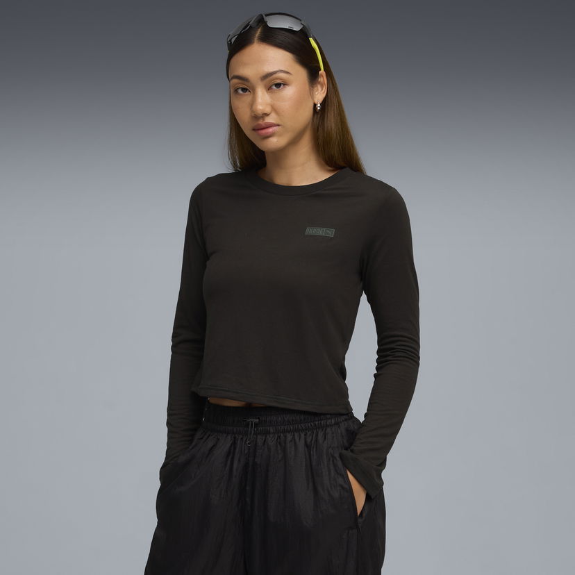Crop top Puma PUMA x ROSÉ Women's Long Sleeve Cropped T-Shirt Musta | 633805_01