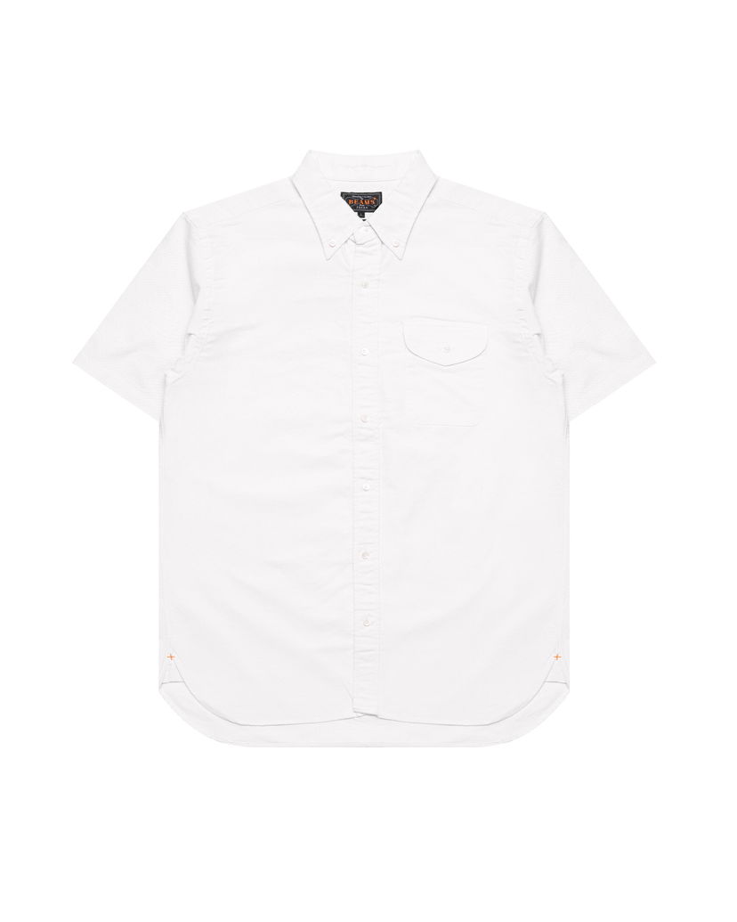 Paita BEAMS Beams Plus Button-Down Short Sleeve Oxford Shirt Valkoinen | 38010032139-01