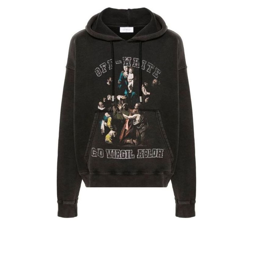 Huppari Off-White Mary Skate Graphic Print Hoodie Musta | OMBB085S24FLE0091001