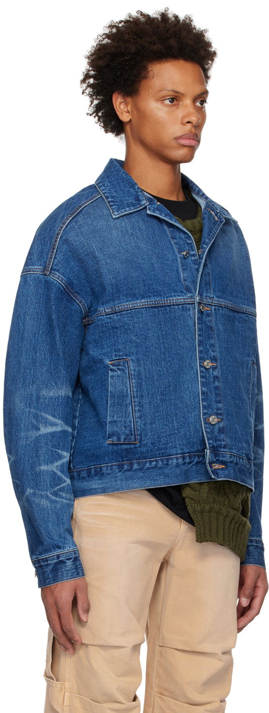 Takki We11done We11done Printed Denim Jacket Sininen | WD-DJ3-22-376-U-BL, 1