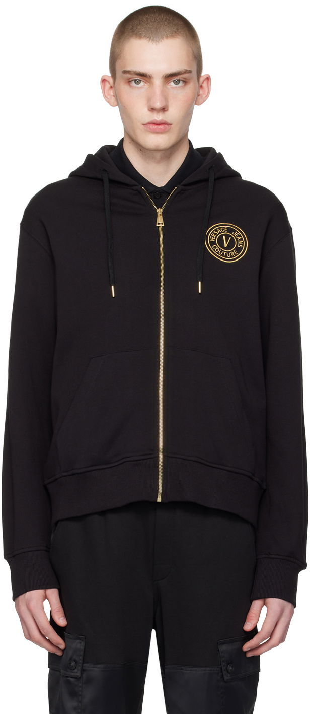 Huppari Versace Couture Black V-Emblem Hoodie Musta | E76GAIT02_ECF01T