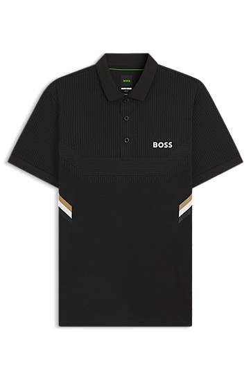 Poolopaita BOSS Slim-Fit Moisture-Managing Polo Shirt Musta | 50543349