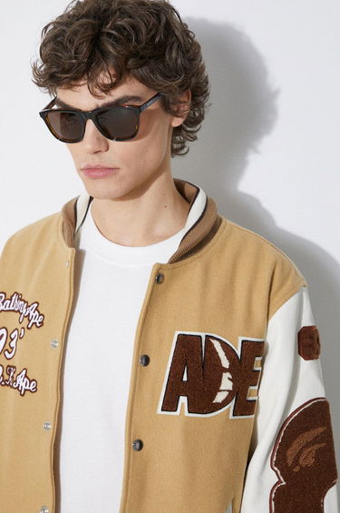 Bomber-takki BAPE Multi Motif Varsity Bomber Jacket Beige | 1J80141001, 4