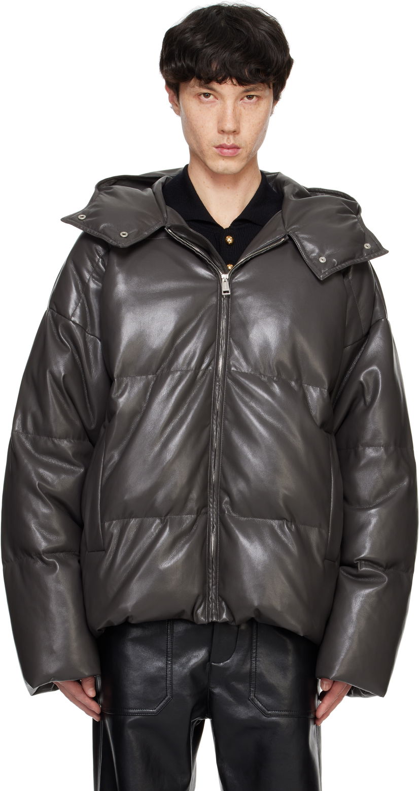 Puffer takki Nanushka Nanushka Vili Vegan Leather Puffer Jacket Harmaa | NM24FWJK01769