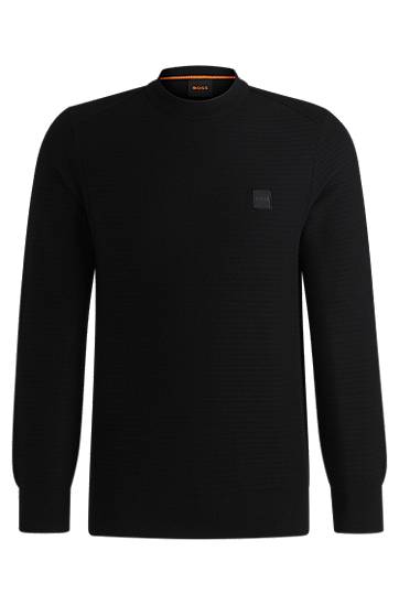 Villapaita BOSS BOSS Cotton Cashmere Logo Patch Sweater Musta | 50527584