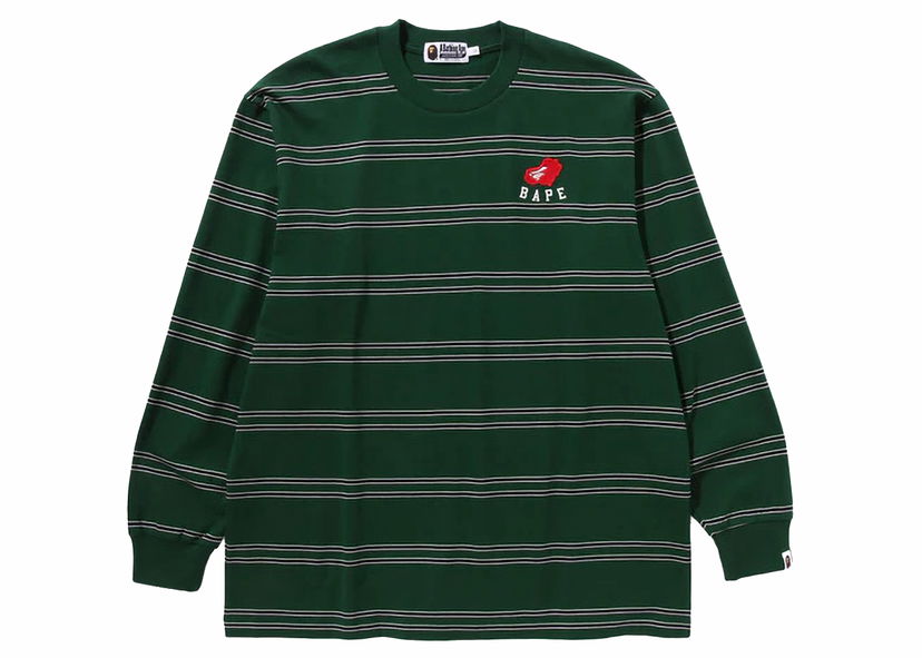 T-paita BAPE BAPE Ape Heart Hoop L/S Tee Green Vihreä | 1K30-111-305