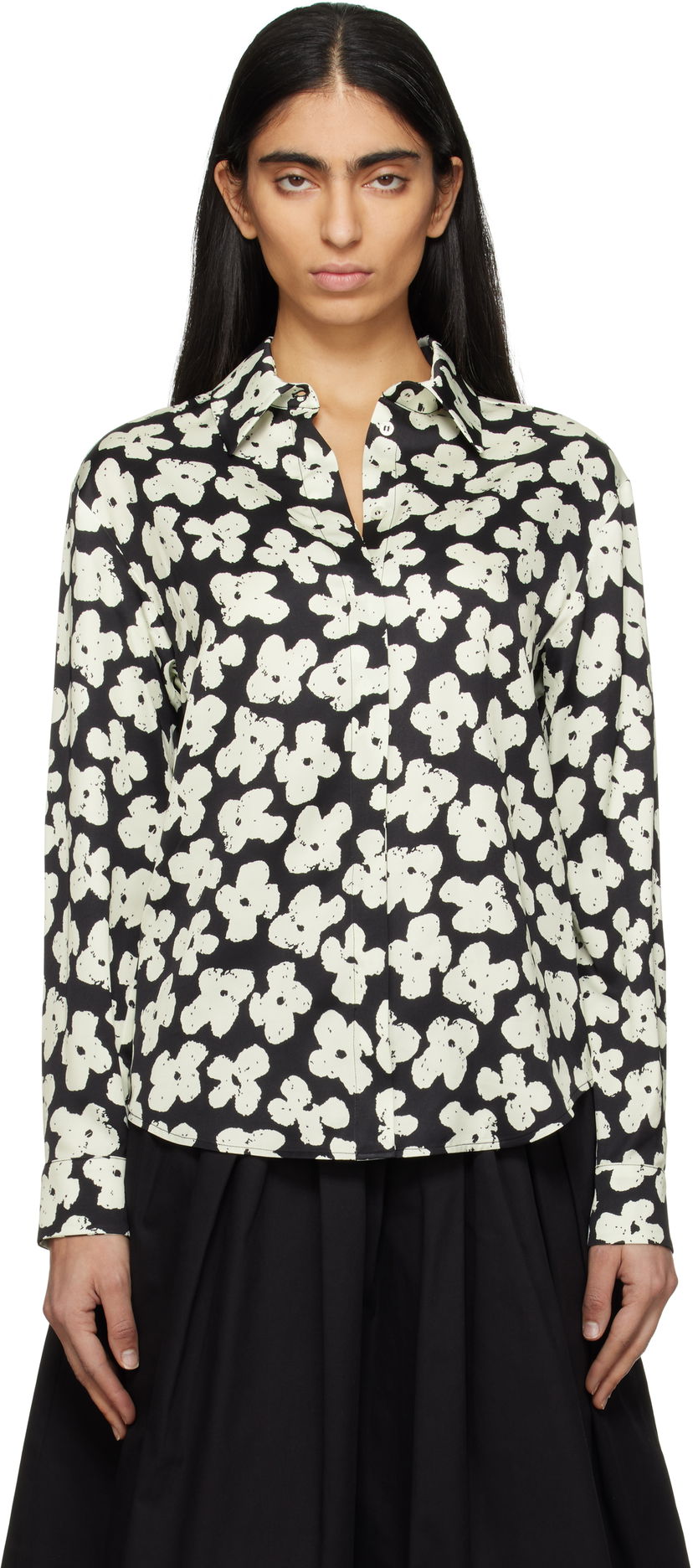 Paita MSGM MSGM Floral Print Shirt Musta | 3841MDE24 257151