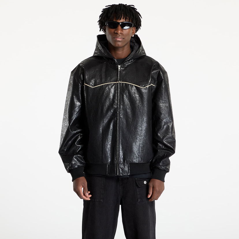 Bomber-takki Pleasures PLEASURES Revenge Hooded Work Jacket Musta | P24W003 BLACK