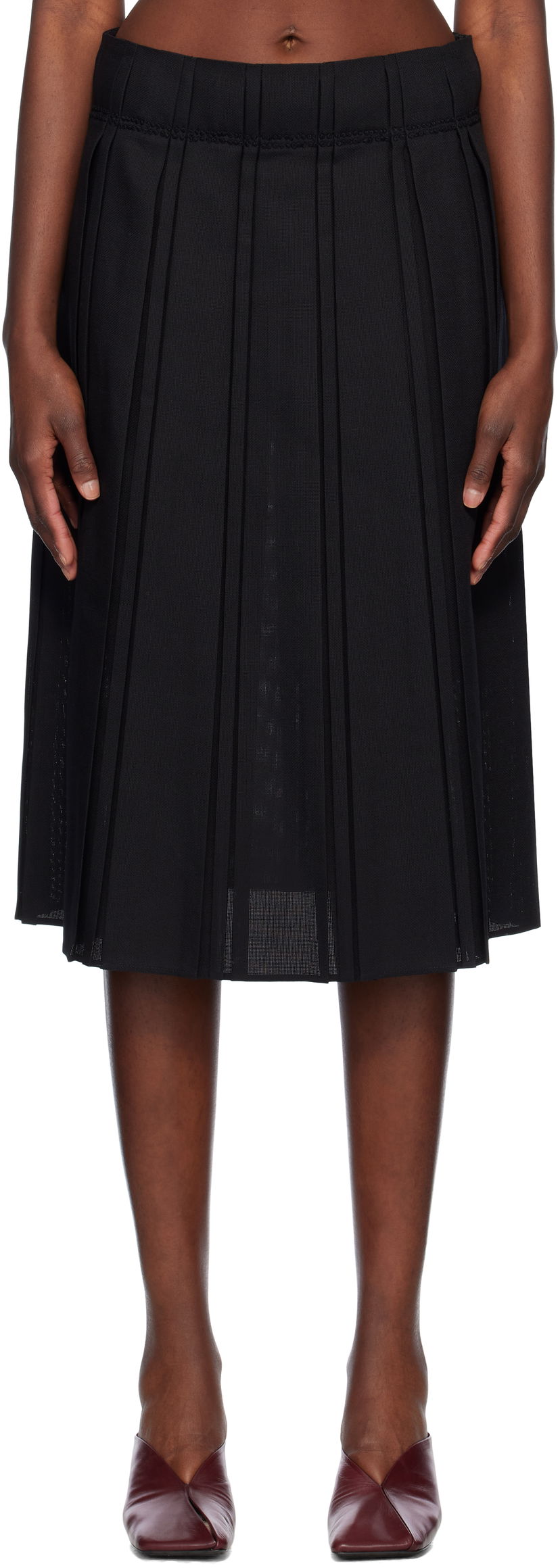 Hame Jil Sander Jil Sander Pleated Midi Skirt Musta | J02MA0256_J40217