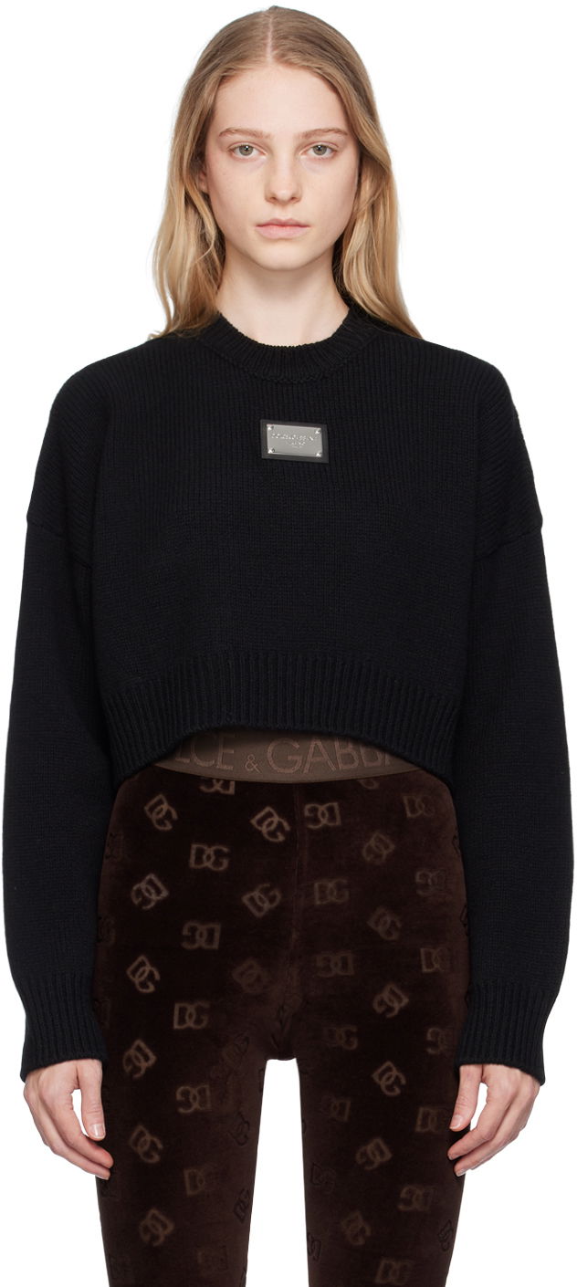 Villapaita Dolce & Gabbana Black Plaque Sweater Musta | FXL67T JFMU0