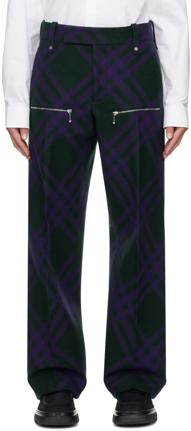 Jeans Burberry Check Trousers Tummansininen | 8077647