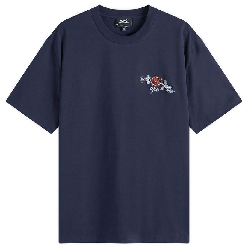 T-paita A.P.C. A.P.C. Men's Oscar Floral Logo T-Shirt Tummansininen | COGCK-H26511-IAK