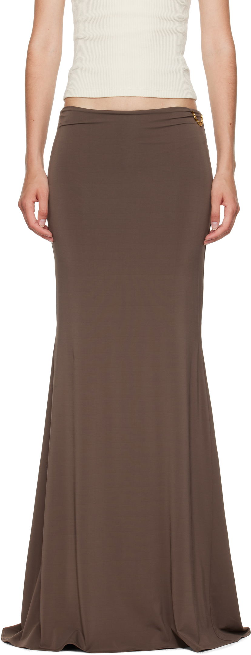 Hame AMIRI AMIRI Logo Chain Maxi Skirt Ruskea | AWSKCA1022