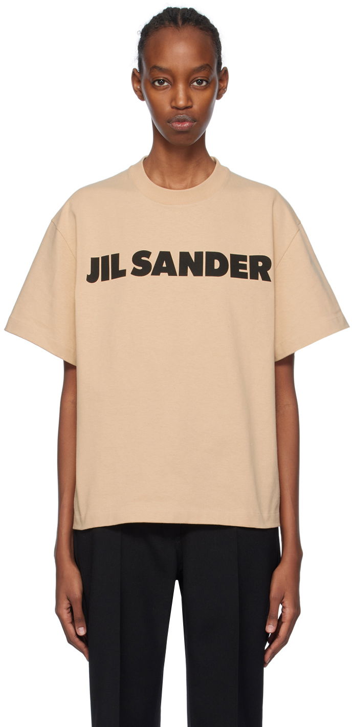T-paita Jil Sander Printed T-Shirt Beige | J02GC0001_J20215