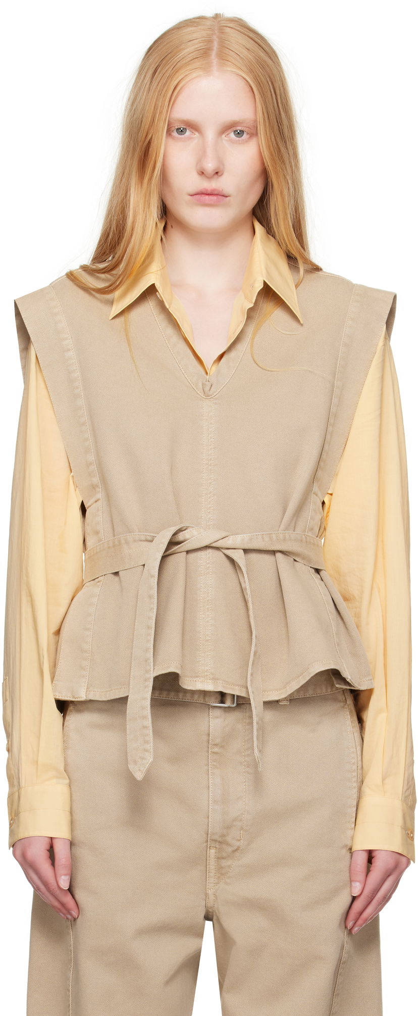 Liivi LEMAIRE Lemaire Chasuble Denim Peplum Vest Beige | TO1227 LD1043