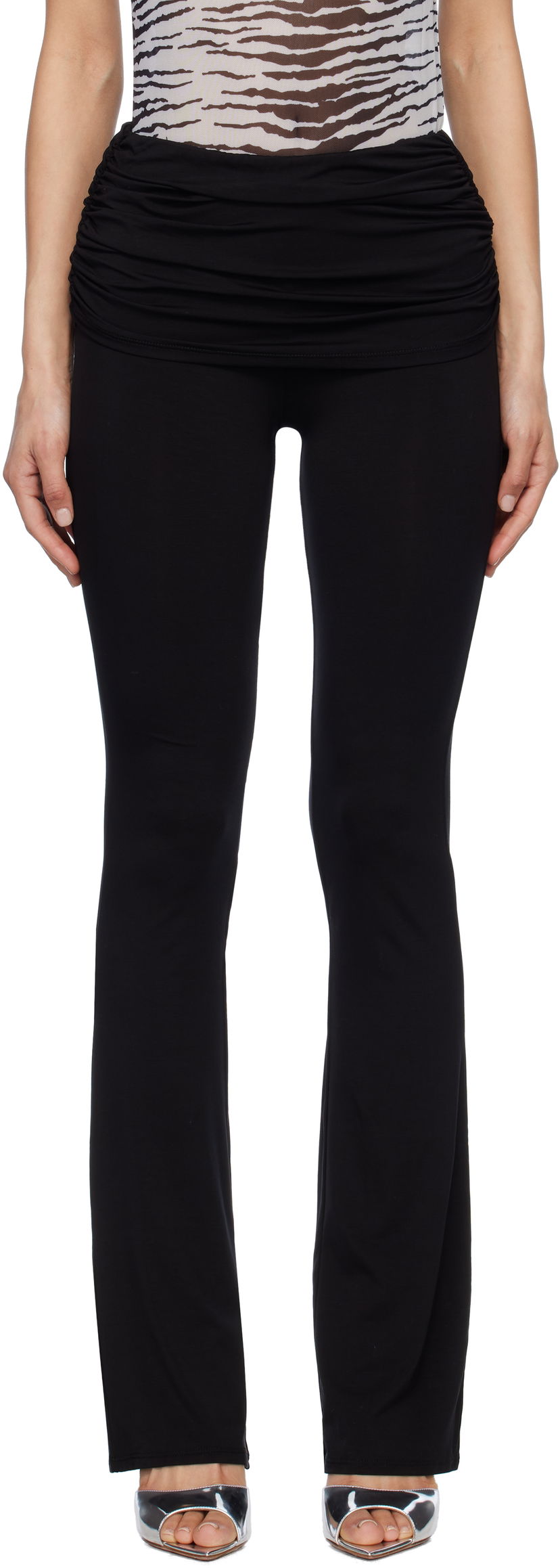 Leggingsit Miaou Miaou Alana Foldover Flare Trousers Musta | 1039TJBBLK