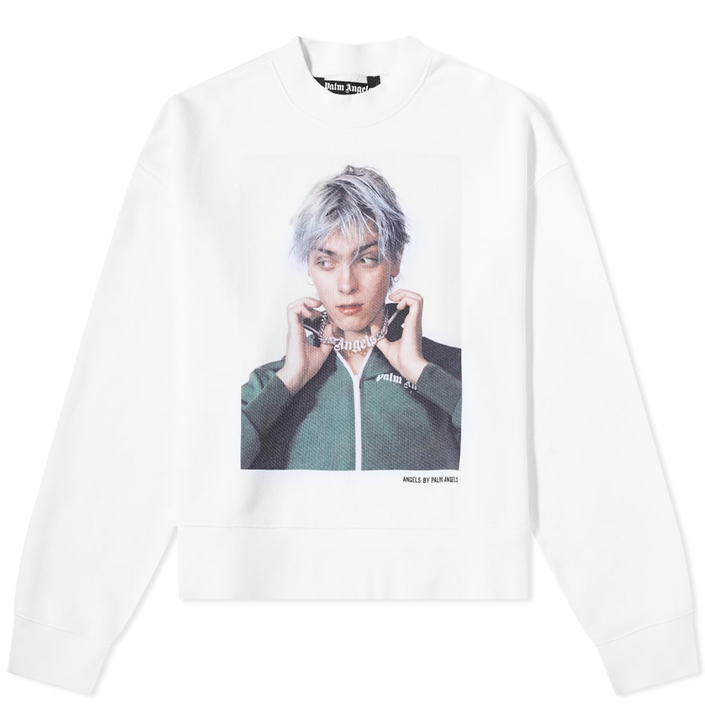Villapaita Palm Angels x David Sims Oversized Print Crewneck Valkoinen | PMBA026F22FLE0060155, 0