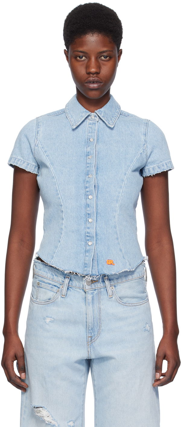 Paita ERL ERL Levi's Edition Short Sleeve Denim Shirt Sininen | ERL07B301