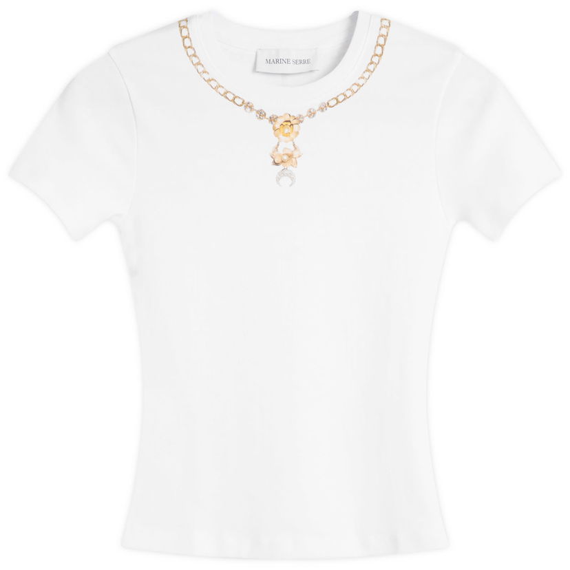 T-paita Marine Serre Trompe-L'Oeil Jewelry Baby Fit T-Shirt Valkoinen | WTT012ACJER0092-WH10