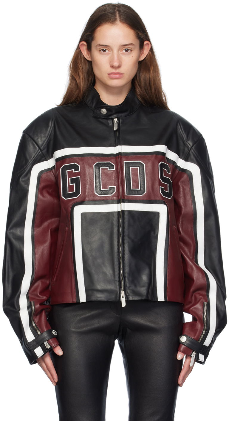 Takki GCDS Leather Racing Jacket Musta | A2OM0902LA4