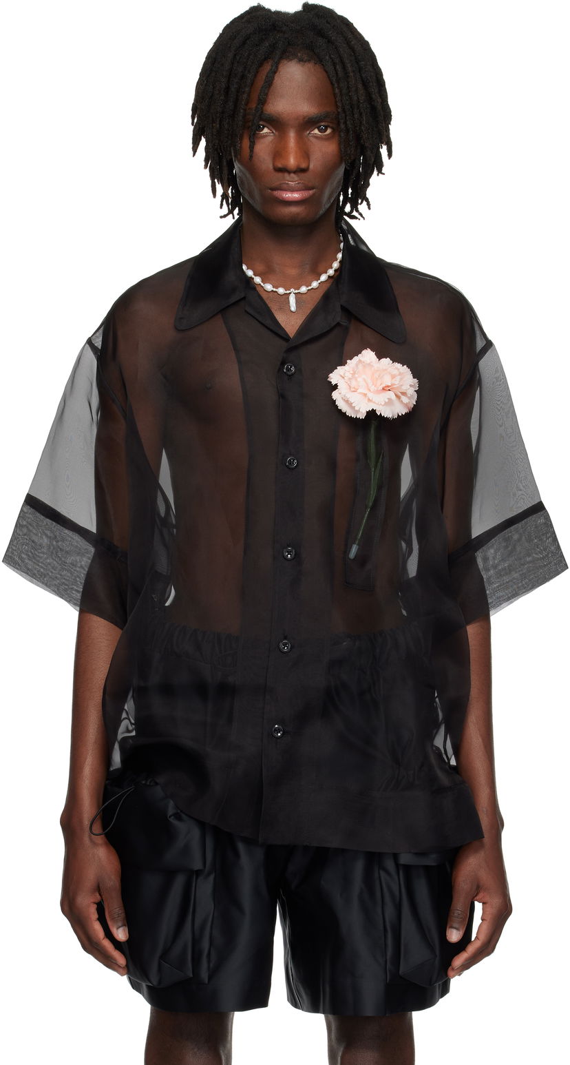 Paita Simone Rocha Simone Rocha Carnation Pocket Boxy Shirt Musta | 5332 0360