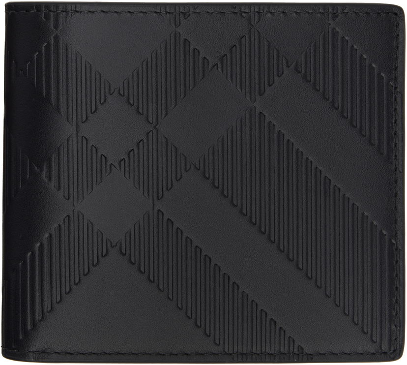 Lompakko Burberry Embossed Check Bifold Wallet Musta | 8103989