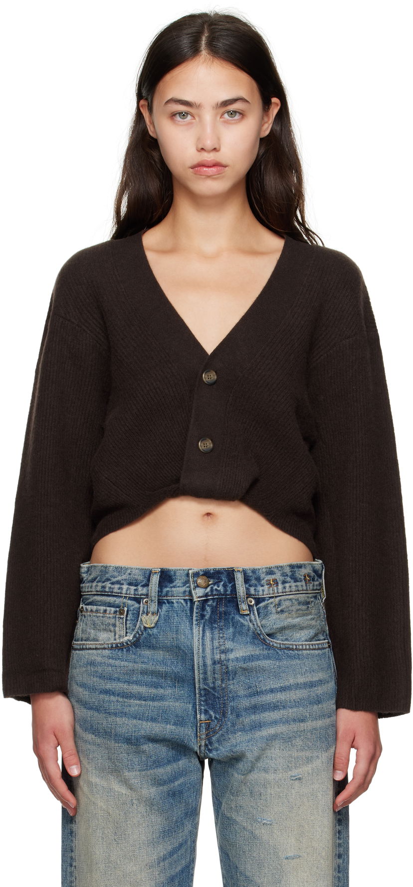 Villapaita R13 R13 Twisted Front Ribbed Cardigan Ruskea | R13WY288-Y210A