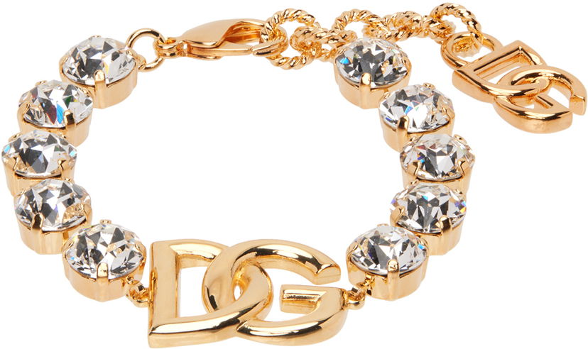 Rannerengas Dolce & Gabbana Gold Crystal Logo Bracelet Metallinen | WBO4S4 W1111