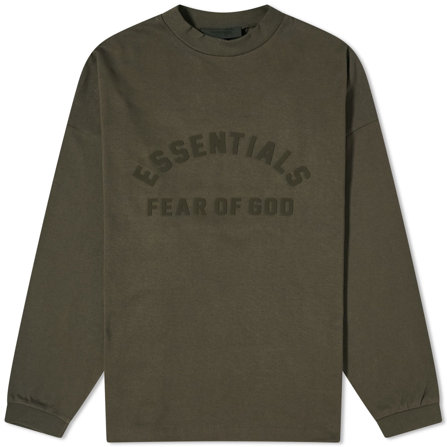 T-paita Fear of God ESSENTIALS Long Sleeve Printed T-Shirt Vihreä | 125SP242010F, 0