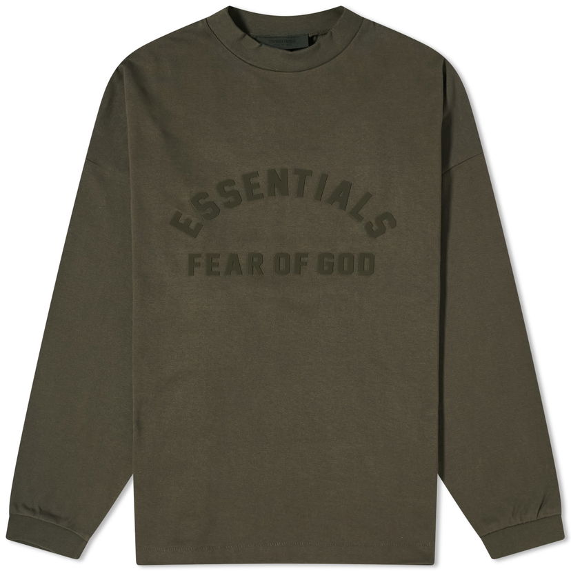 T-paita Fear of God ESSENTIALS Long Sleeve Printed T-Shirt Vihreä | 125SP242010F