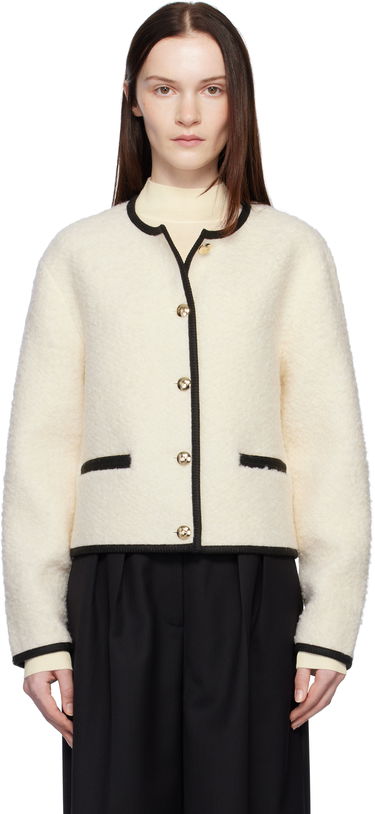 Takki Anine Bing Boucle Buttoned Jacket Valkoinen | A-01-10223-IVY26, 0