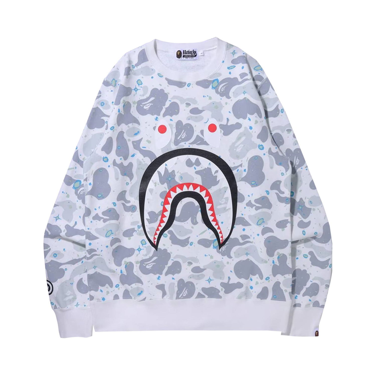Villapaita BAPE Space Camo Shark Crewneck Valkoinen | 1H80 113 003 WHITE, 1