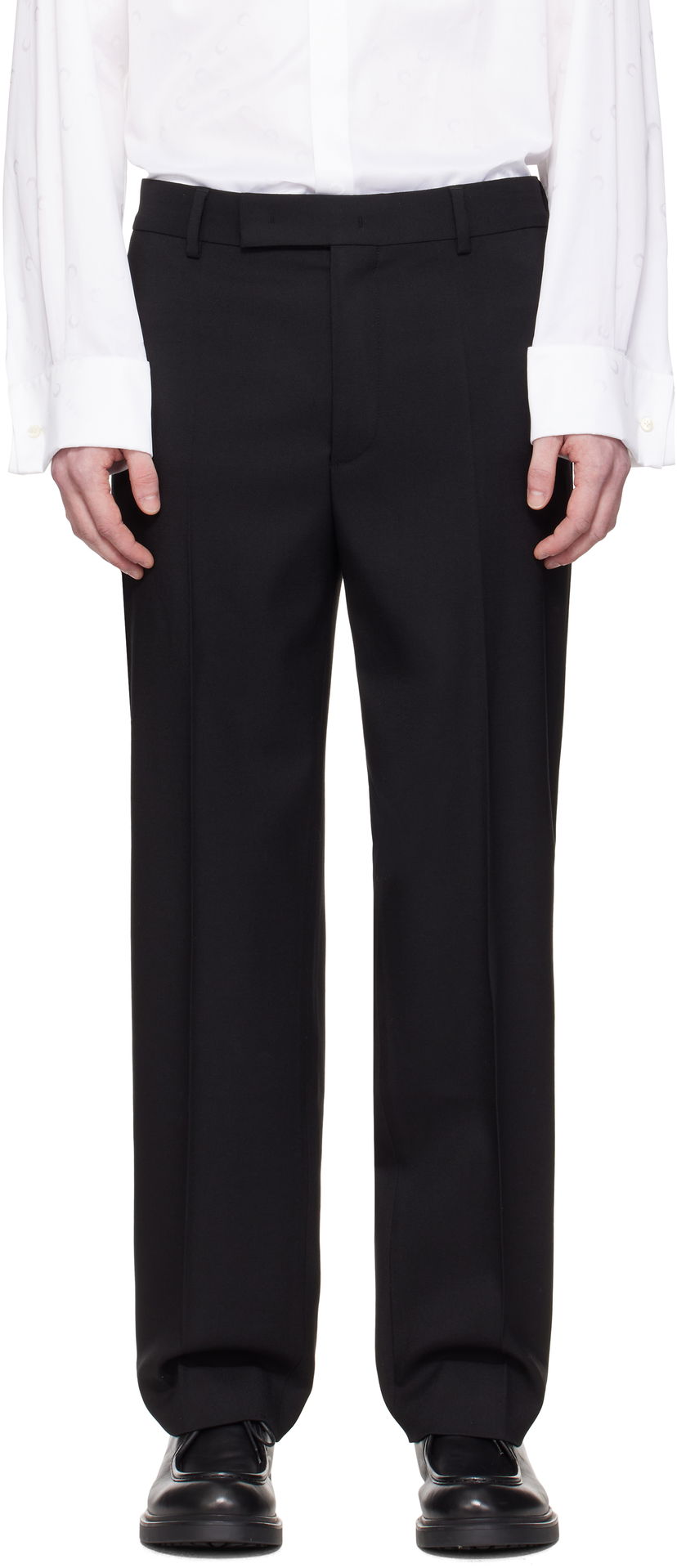 Housut Marine Serre Marine Serre Virgin Wool Twill Pleated Trousers Musta | MPA069A RWOV0001