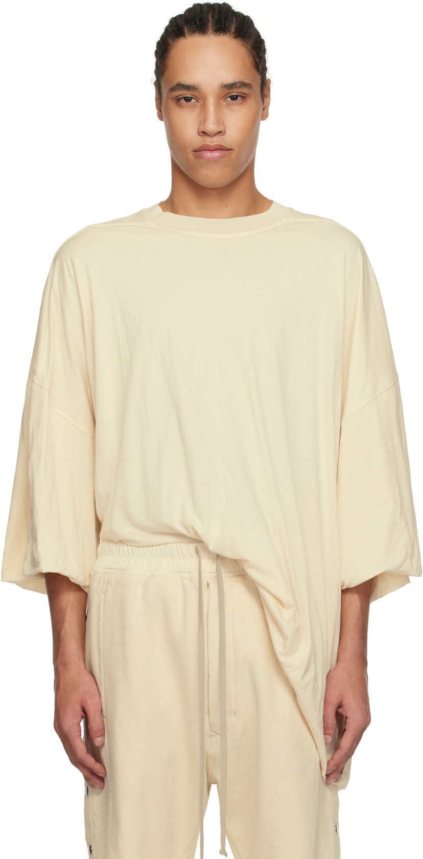 T-paita Rick Owens Rick Owens DRKSHDW Hollywood Tommy T-Shirt Beige | DU01E3259 BHNDB