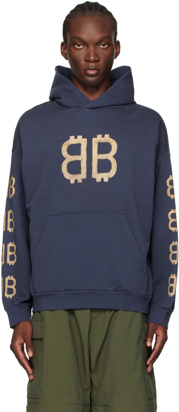 Huppari Balenciaga Blue Crypto Hoodie Tummansininen | 767877TOVU7