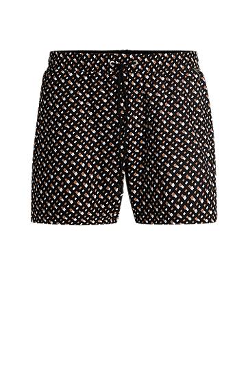 Uimapuvut BOSS Quick-Dry Monogram Print Swim Shorts Musta | 50515720