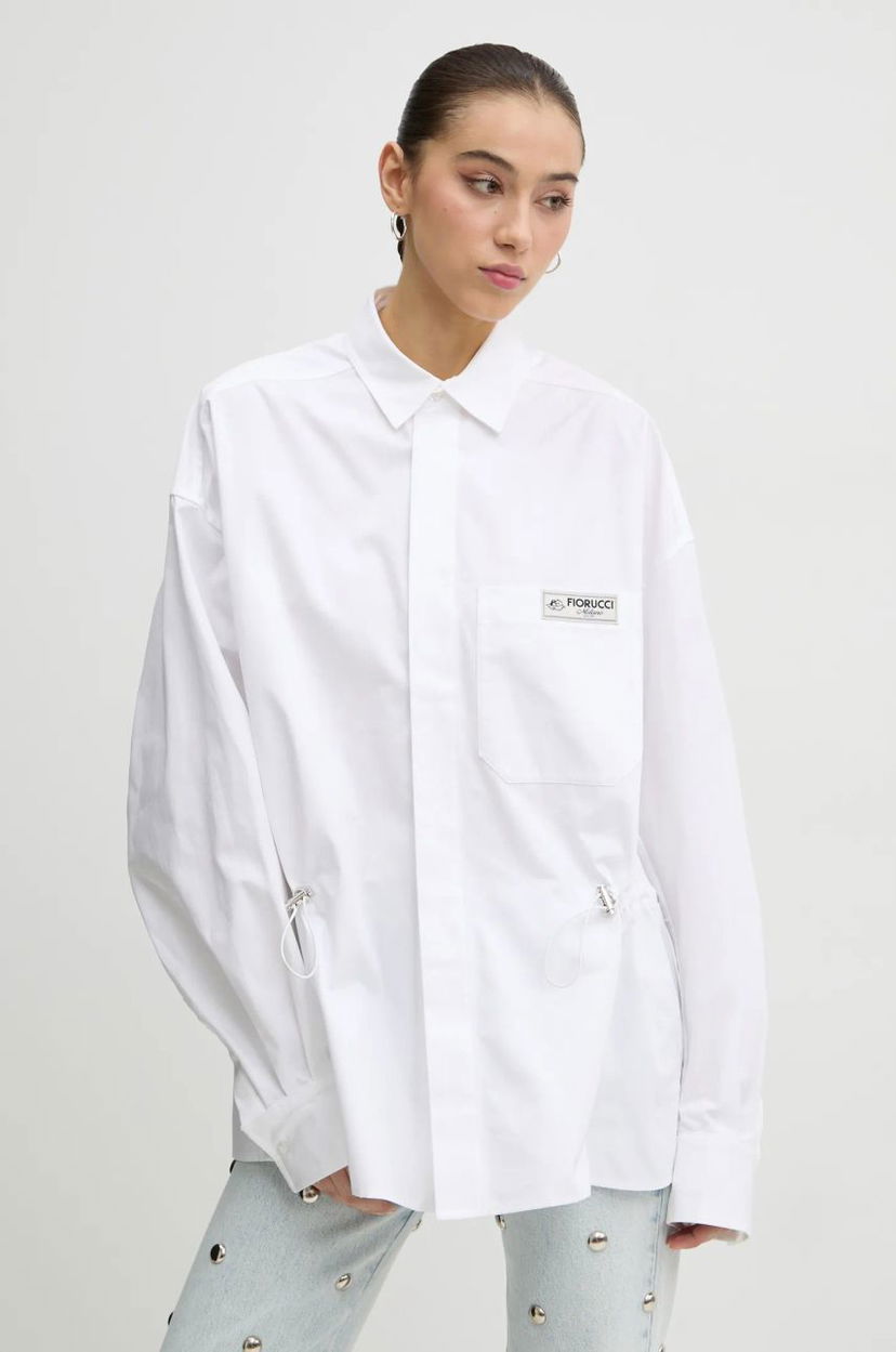 Paita Fiorucci Fiorucci Relaxed Fit Shirt with Classic Collar Valkoinen | U01FMTLO230CO02WH01