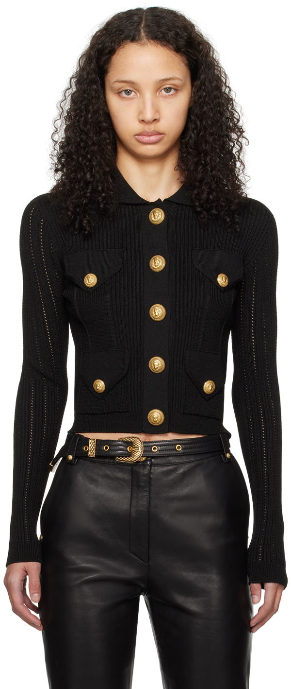Villapaita Balmain Button Cardigan Musta | CF1KL150KF24