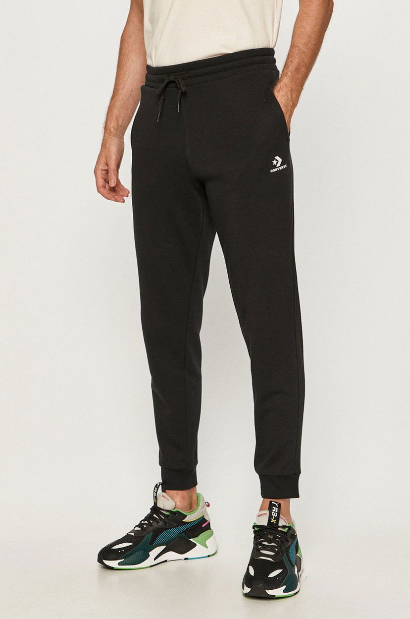 Verryttelyhousut Converse Converse Embroidered-Logo Fleece Joggers Musta | 10020369.A01