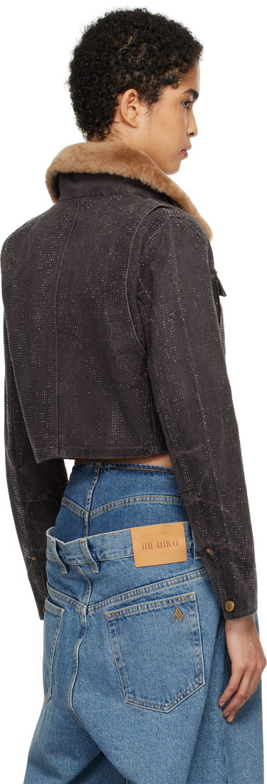 Takki Alexander Wang Alexander Wang Workwear Cropped Denim Jacket with Shearling Collar Ruskea | 1WC4242501, 2