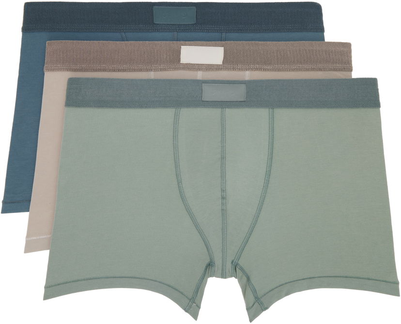 Nyrkkeilijät SKIMS SKIMS Cotton Boxer Briefs - Three-Pack Vihreä | BO-BBR-5634M-STONE MULTI