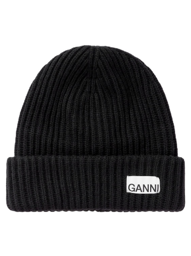 Pipo GANNI Structured Rib Beanie Musta | 5714667416047