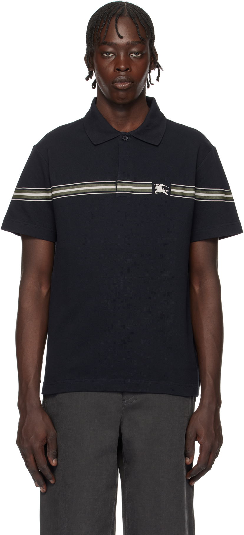 Poolopaita Burberry Striped Cotton Polo Shirt Musta | 8105139