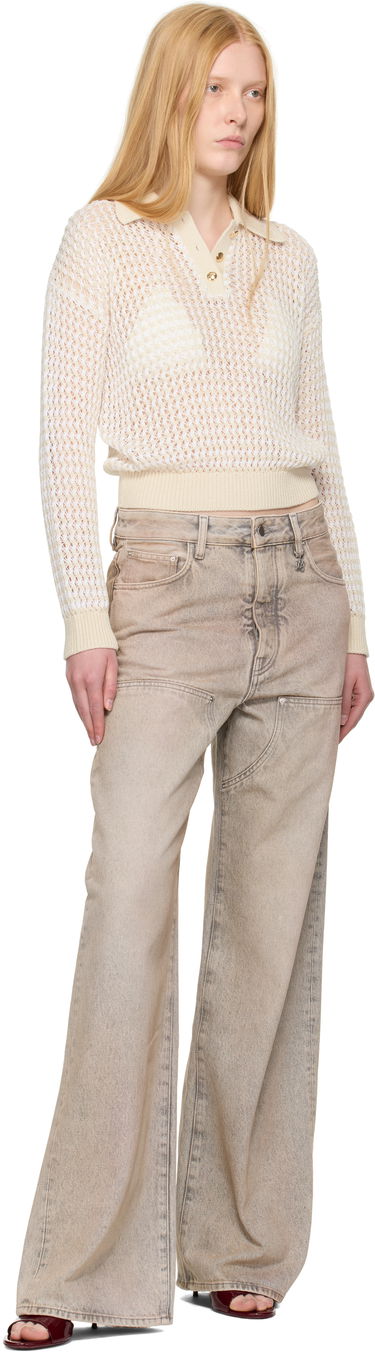 Poolopaita AMIRI AMIRI Open Back Crochet Polo Beige | AWKNPO1026, 3