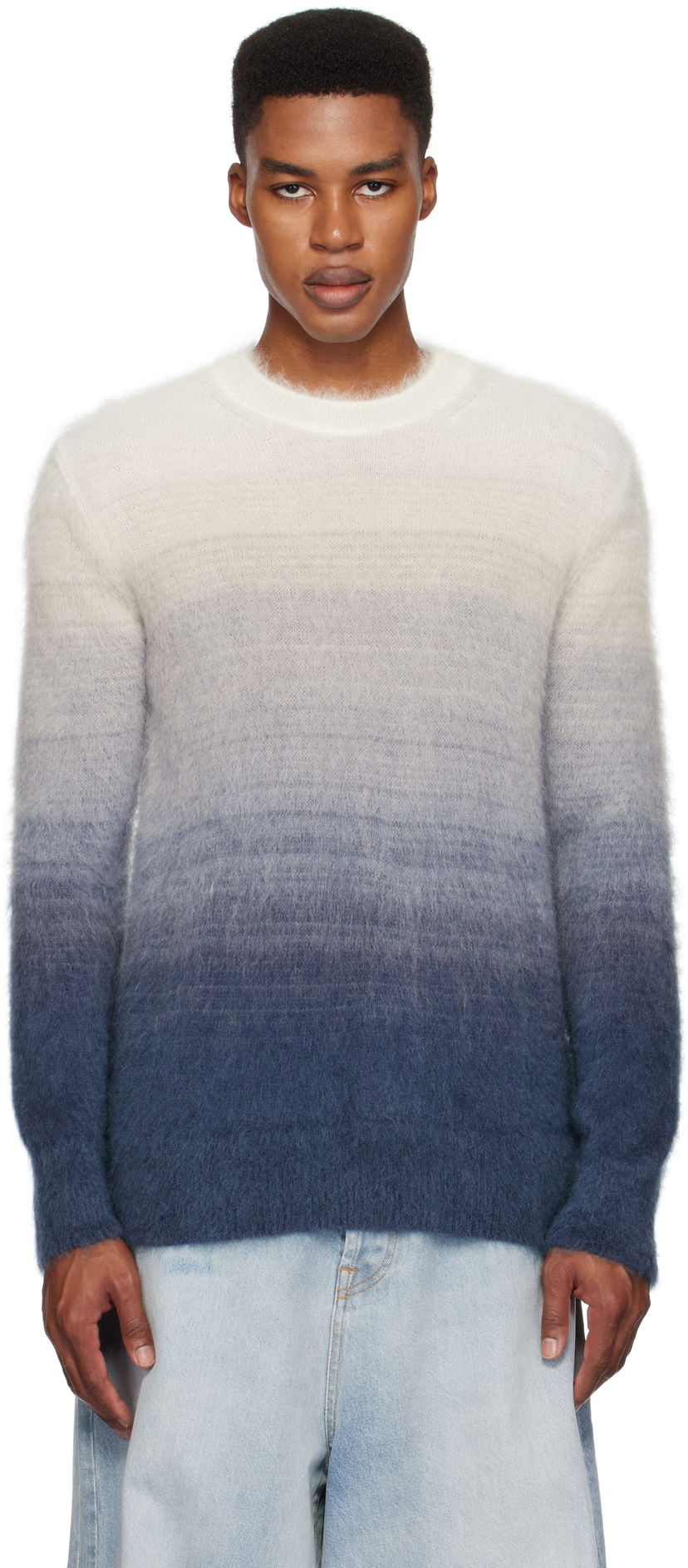 Villapaita Off-White Mohair Gradient Sweater Sininen | OMHE170F24KNI0010610
