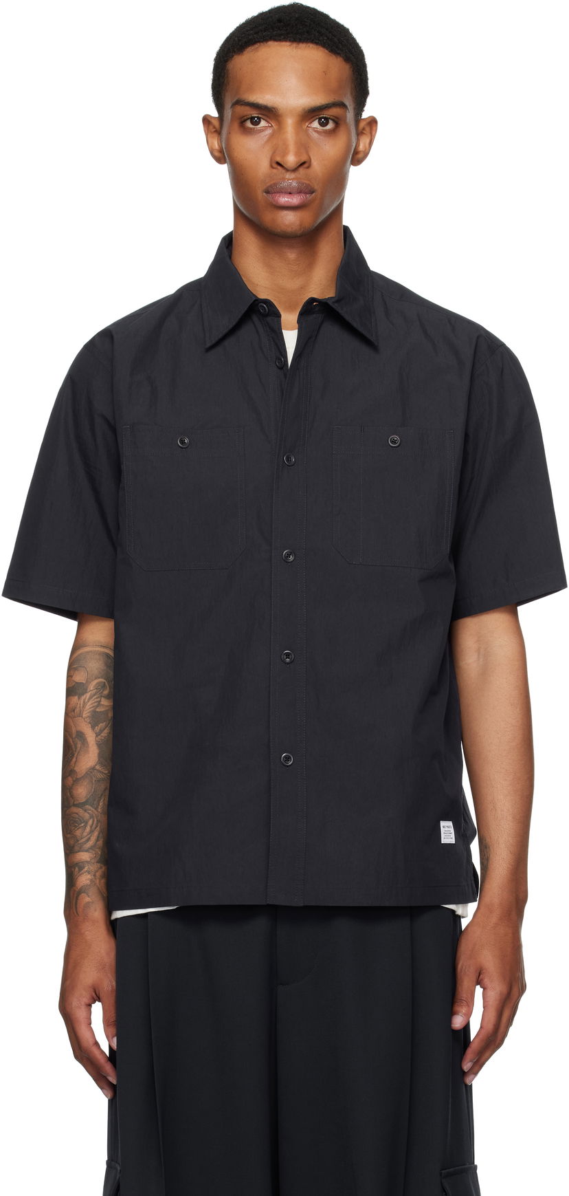 Paita NORSE PROJECTS Norse Projects Ivan Tech Poplin Short Sleeve Shirt Musta | N40-0826