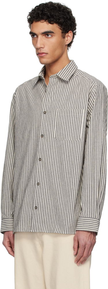 Paita A.P.C. A.P.C. Malo Striped Overshirt Beige | COHGG-H32023, 3